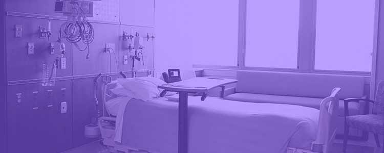 standard hospital room with a purple overlay