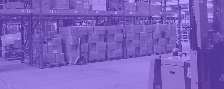 A picture of many boxes at a warehouse with purple overlay