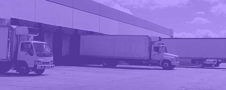 3 track trucks bring filled ready to take off in a purple overlay
